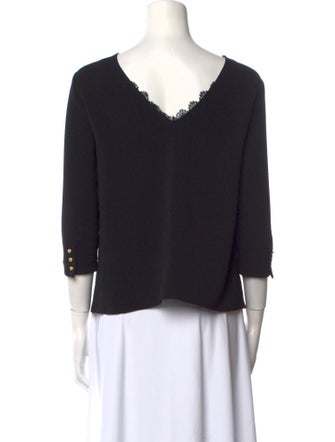 Sézane V-Neck Three-Quarter Sleeve Top