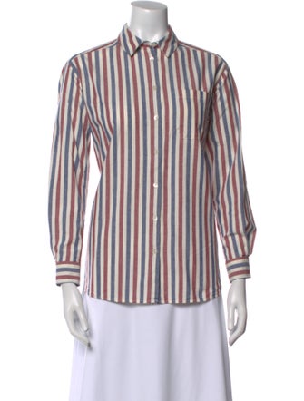 Sézane Striped Long Sleeve Button-Up Top