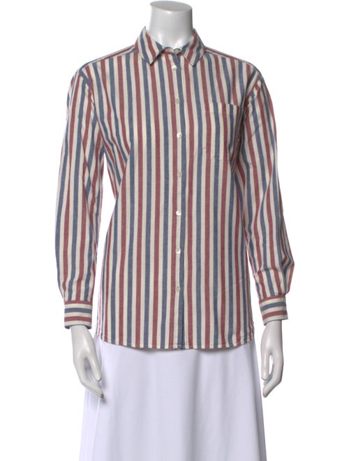 Sézane Striped Long Sleeve Button-Up Top