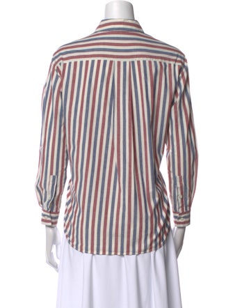 Sézane Striped Long Sleeve Button-Up Top