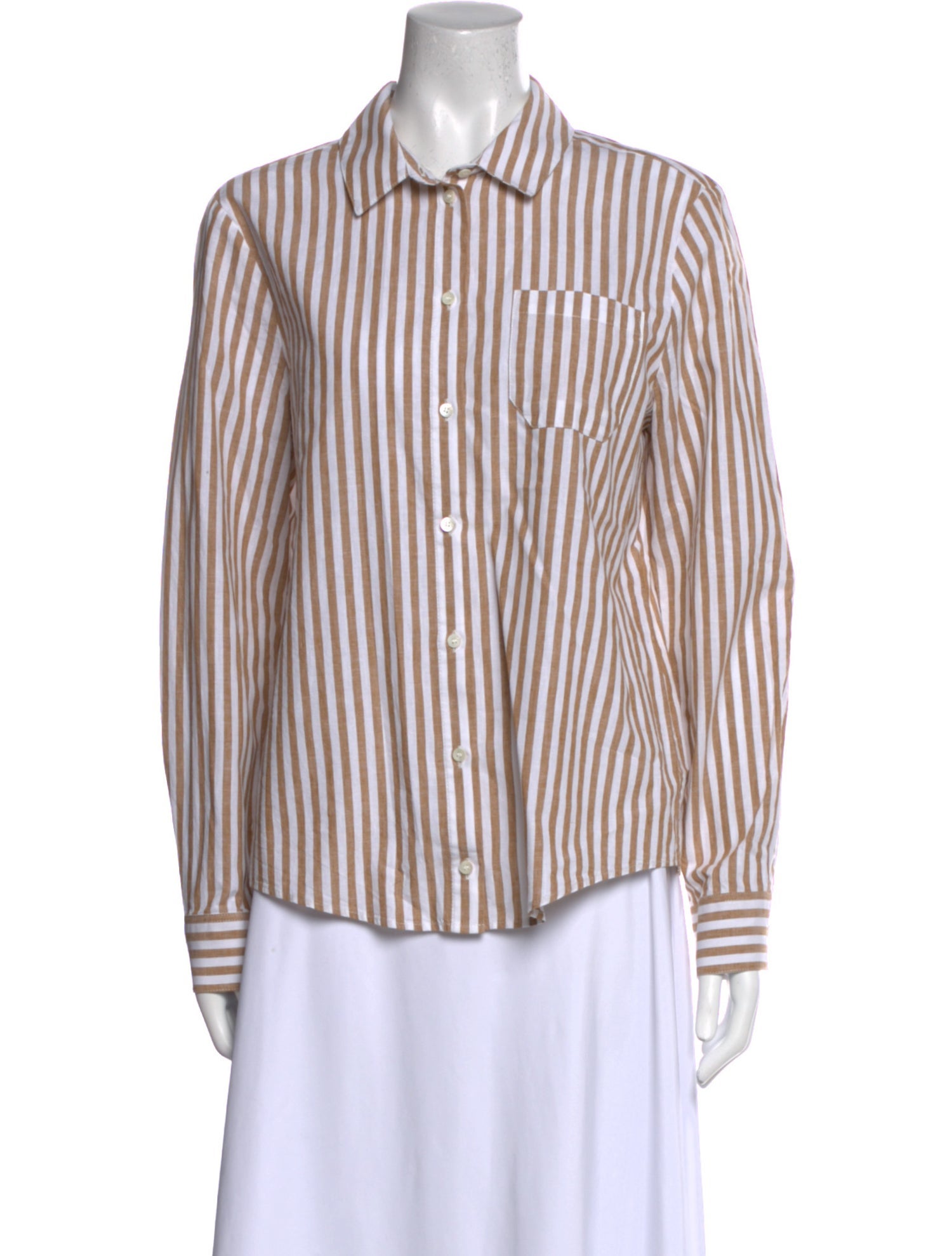 Sézane Striped Long Sleeve Button-Up Top