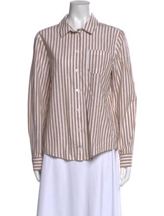 Sézane Striped Long Sleeve Button-Up Top