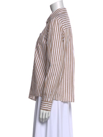Sézane Striped Long Sleeve Button-Up Top