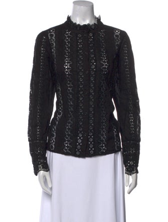 Sézane Lace Pattern Mock Neck Top