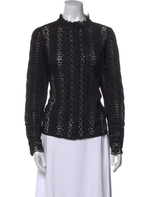 Sézane Lace Pattern Mock Neck Top