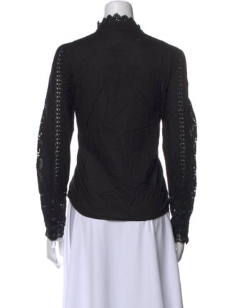 Sézane Lace Pattern Mock Neck Top