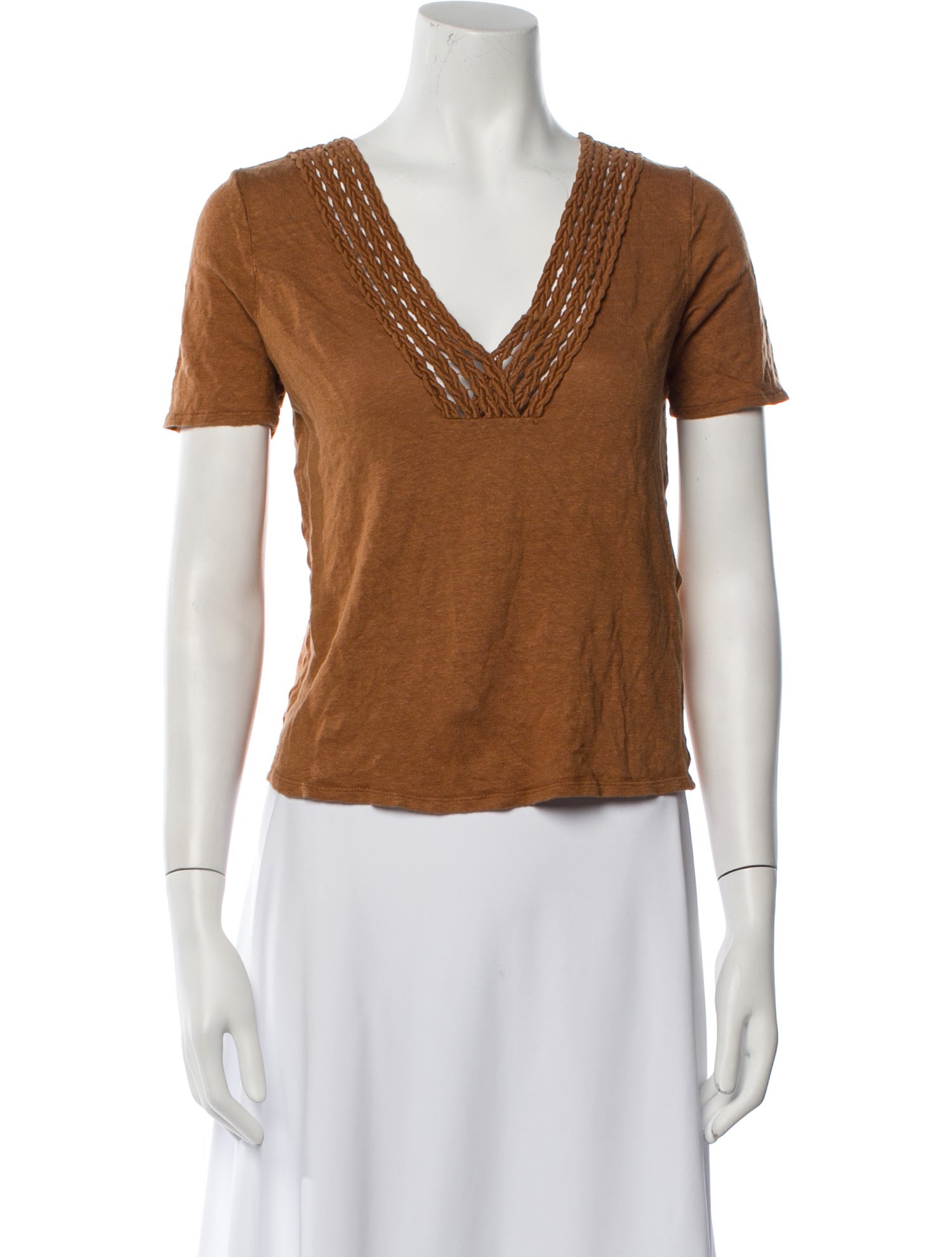 Sézane Linen V-Neck T-Shirt