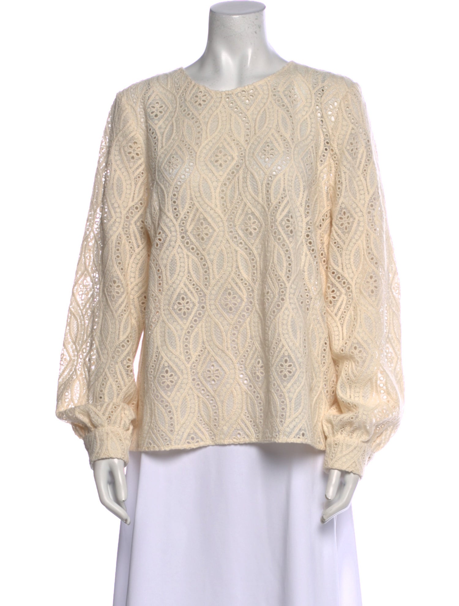 Sézane Lace Pattern Crew Neck Blouse w/ Tags