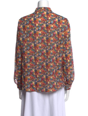 Sézane Floral Print Long Sleeve Blouse