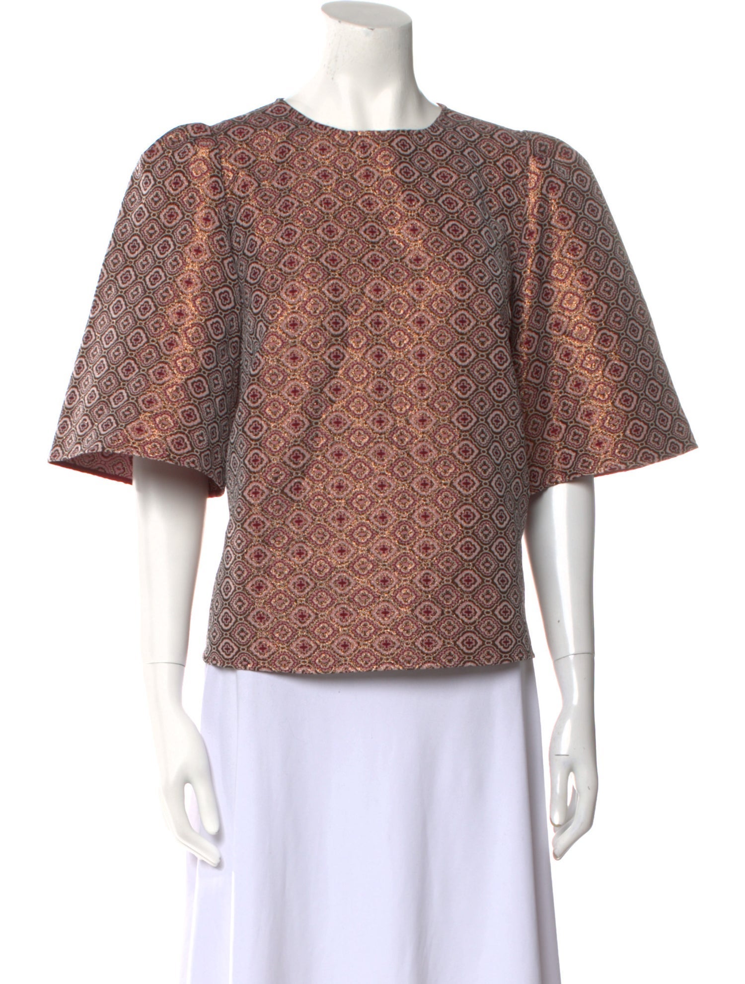 Sézane Printed Crew Neck Top