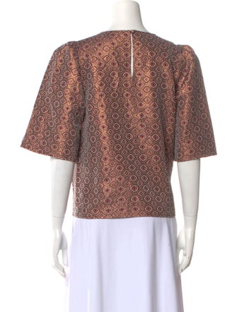 Sézane Printed Crew Neck Top