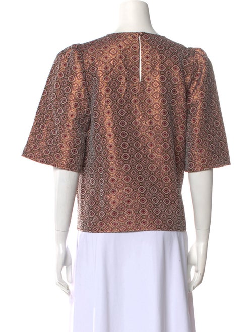 Sézane Printed Crew Neck Top
