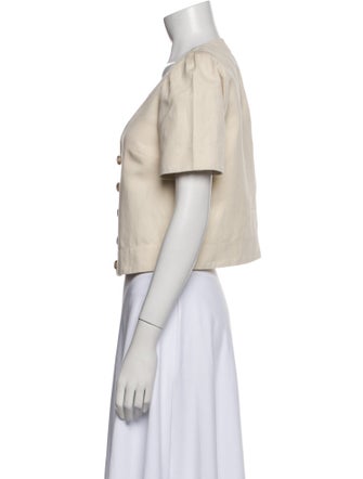 Sézane V-Neck Short Sleeve Crop Top