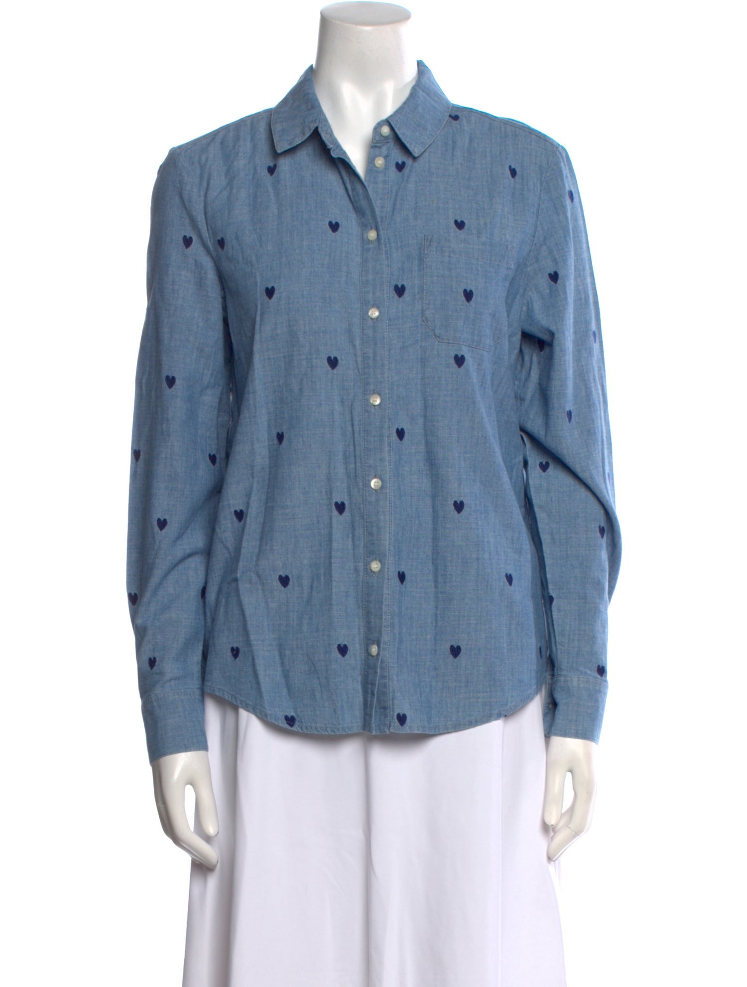 Sézane Polka Dot Print Long Sleeve Button-Up Top