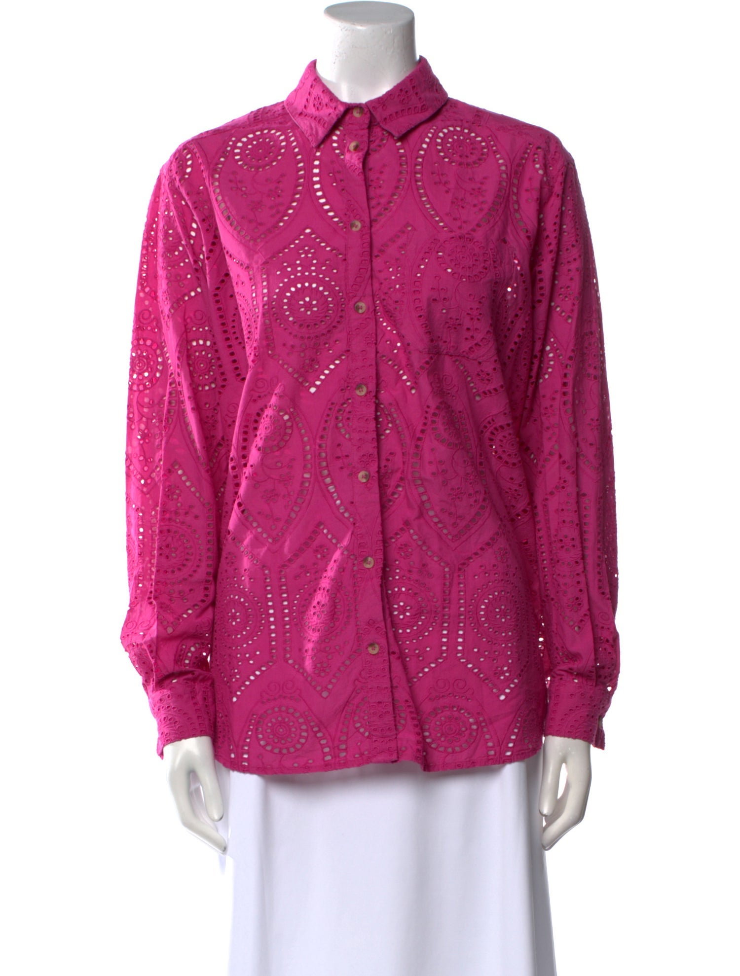 Sézane Printed Long Sleeve Button-Up Top
