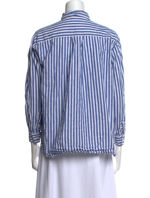 Sézane Striped Three-Quarter Sleeve Button-Up Top
