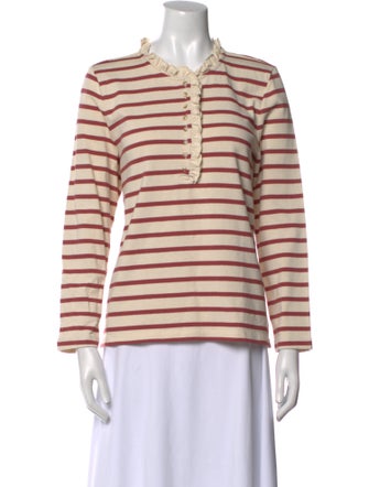 Sézane Striped V-Neck Sweatshirt