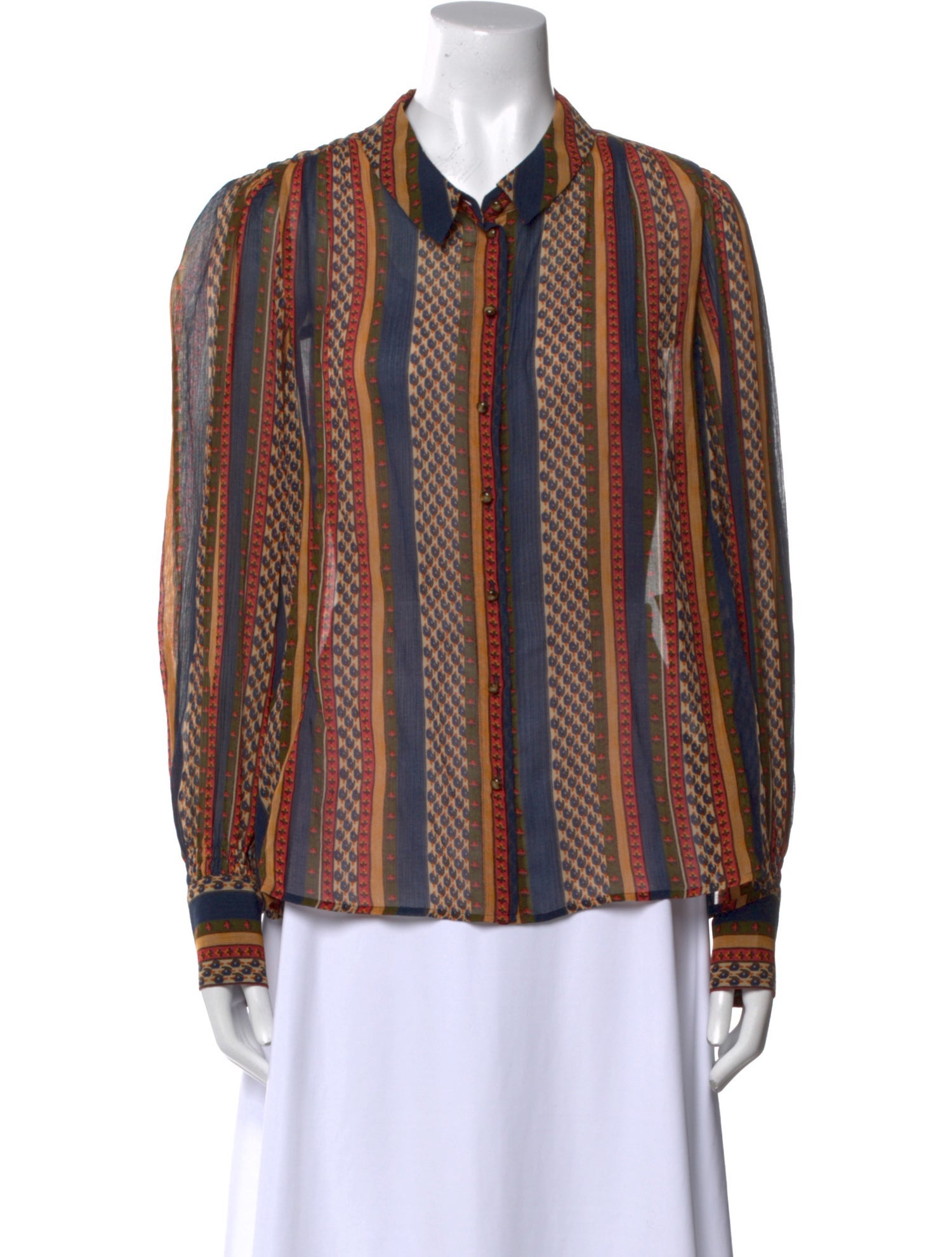 Sézane Printed Long Sleeve Button-Up Top w/ Tags