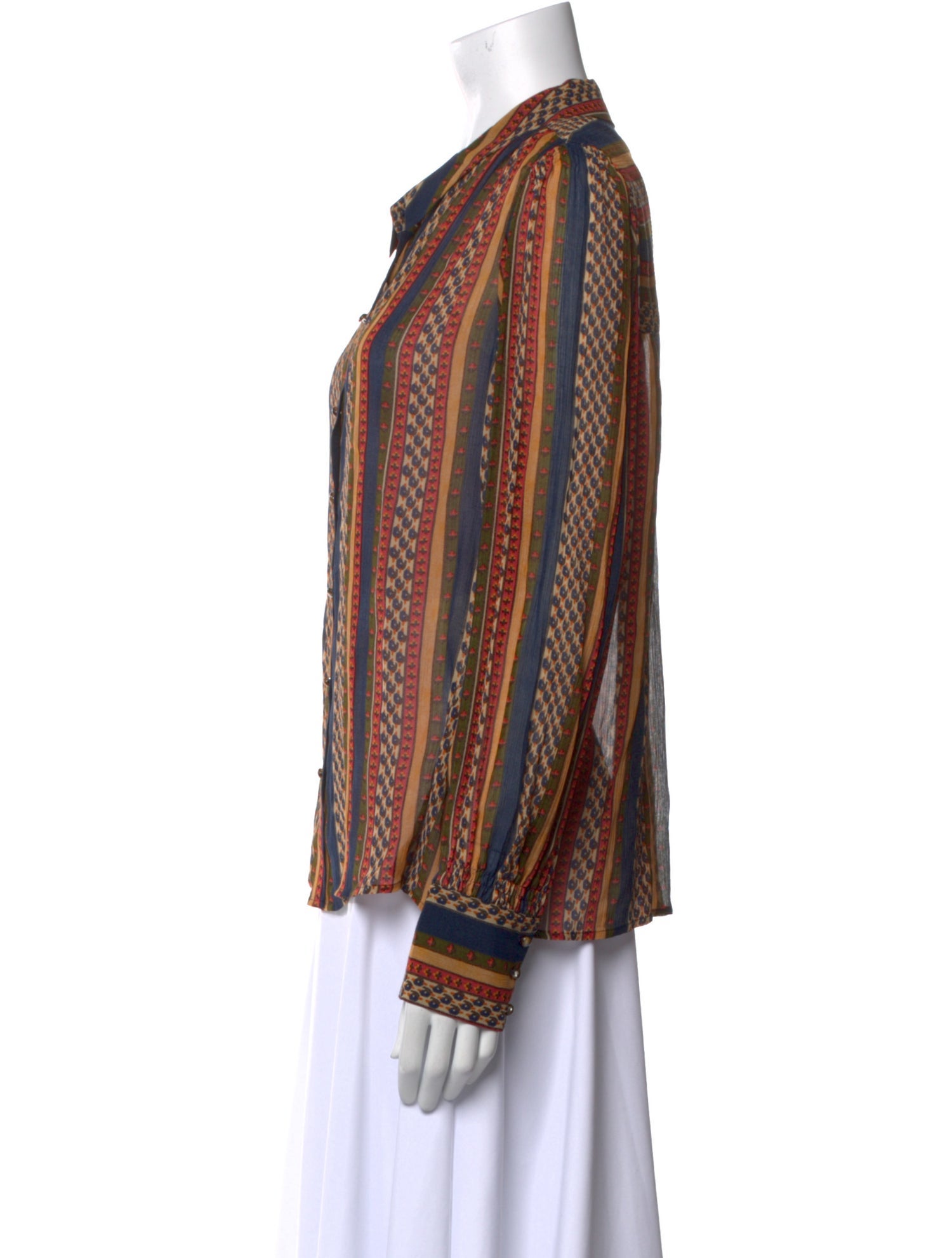 Sézane Printed Long Sleeve Button-Up Top w/ Tags