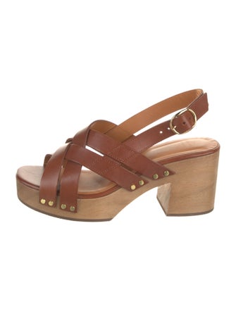 Sézane Leather Studded Accents Slingback Sandals