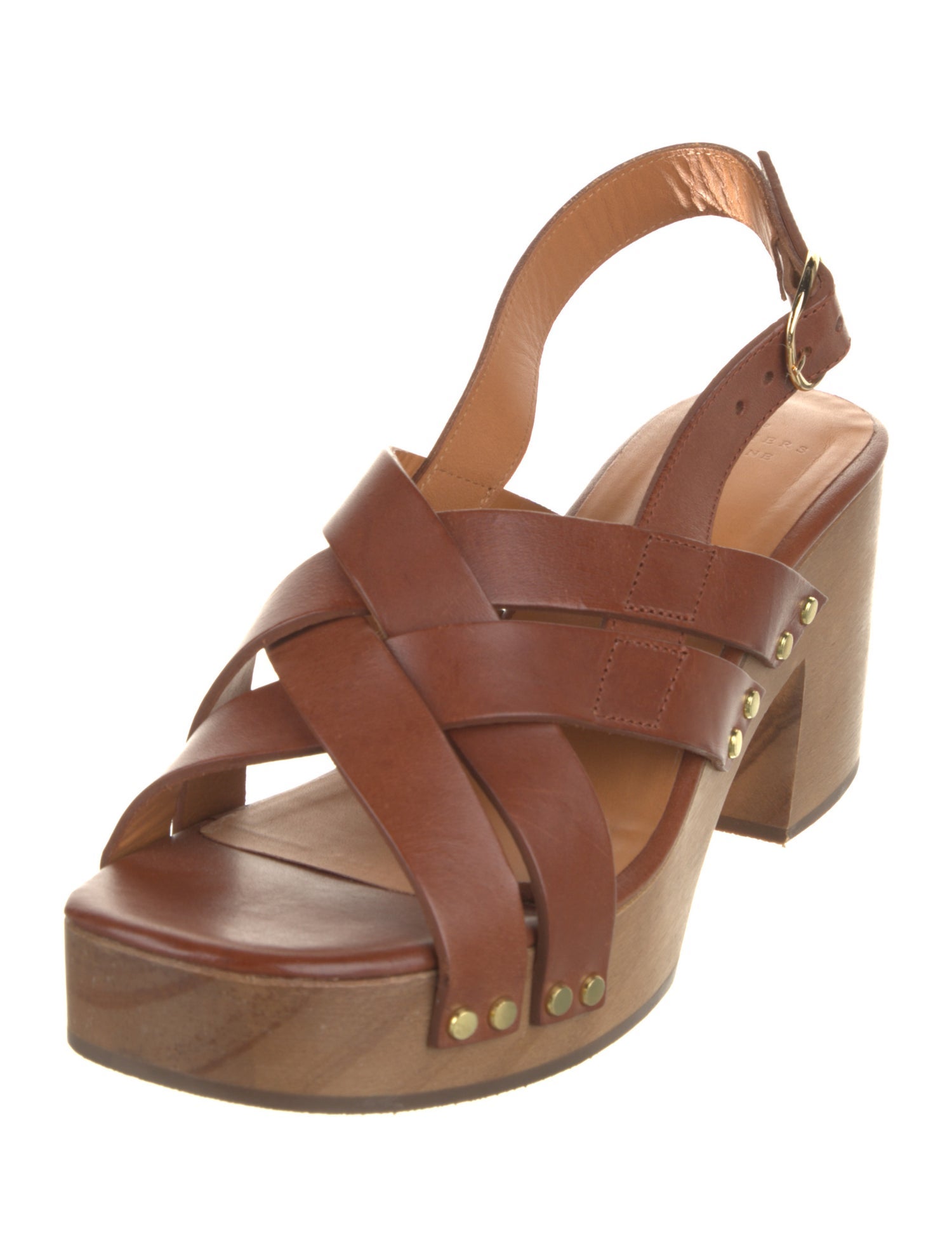 Sézane Leather Studded Accents Slingback Sandals