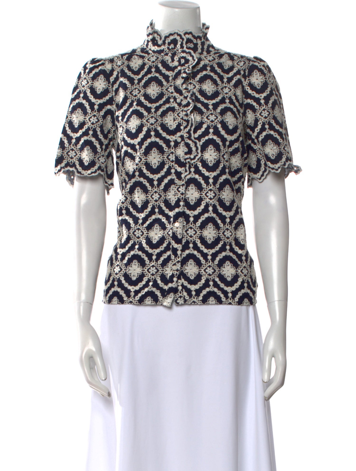 Sézane Printed Mock Neck Blouse w/ Tags