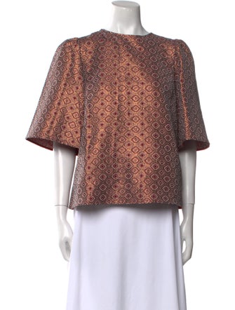 Sézane Printed Bateau Neckline Crop Top