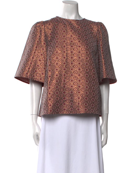 Sézane Printed Bateau Neckline Crop Top