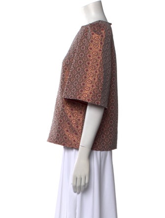 Sézane Printed Bateau Neckline Crop Top