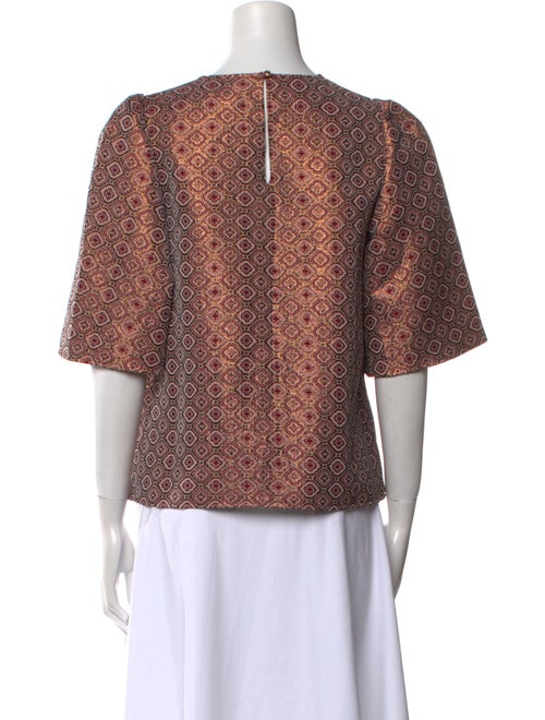 Sézane Printed Bateau Neckline Crop Top