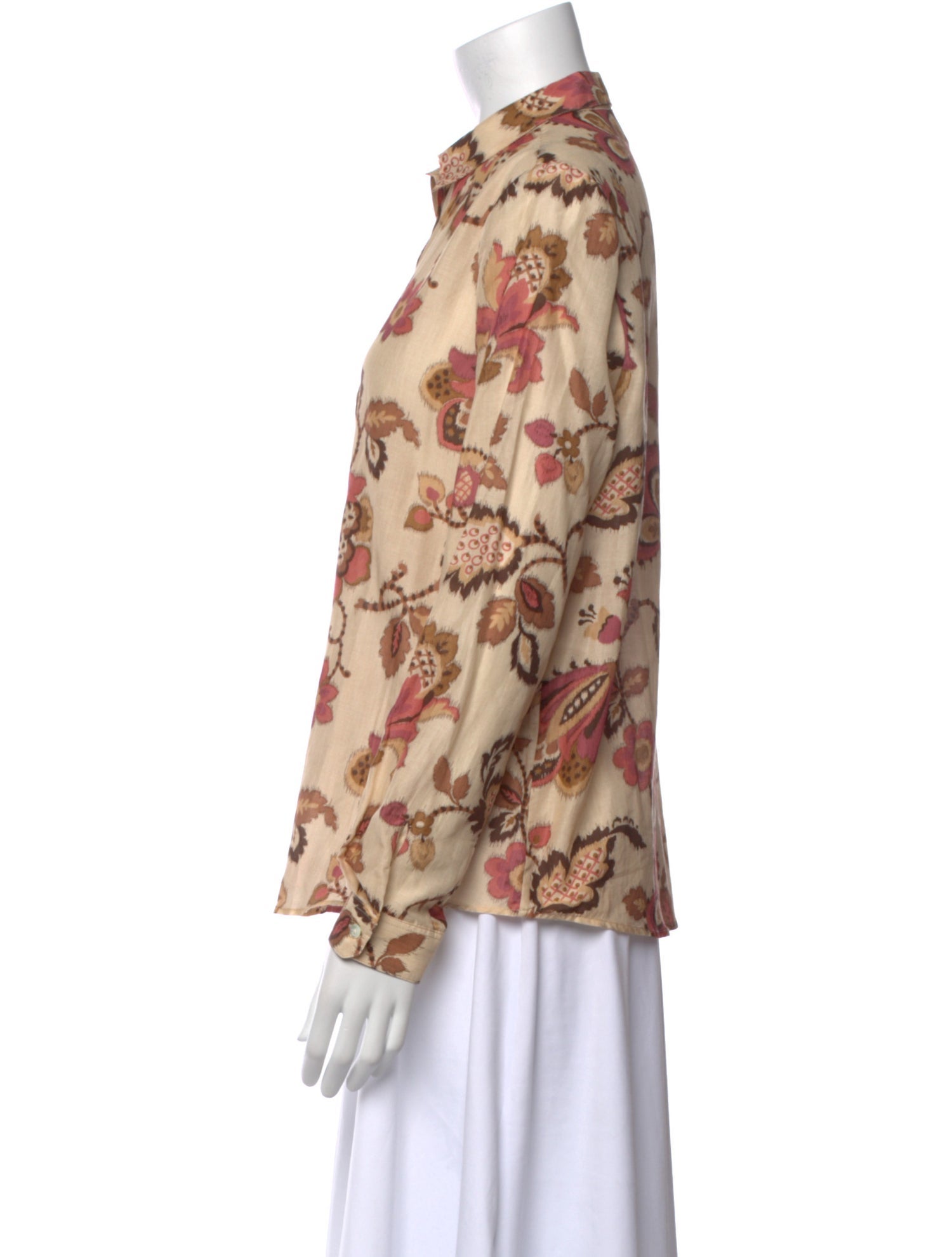 Sézane Floral Print Long Sleeve Button-Up Top