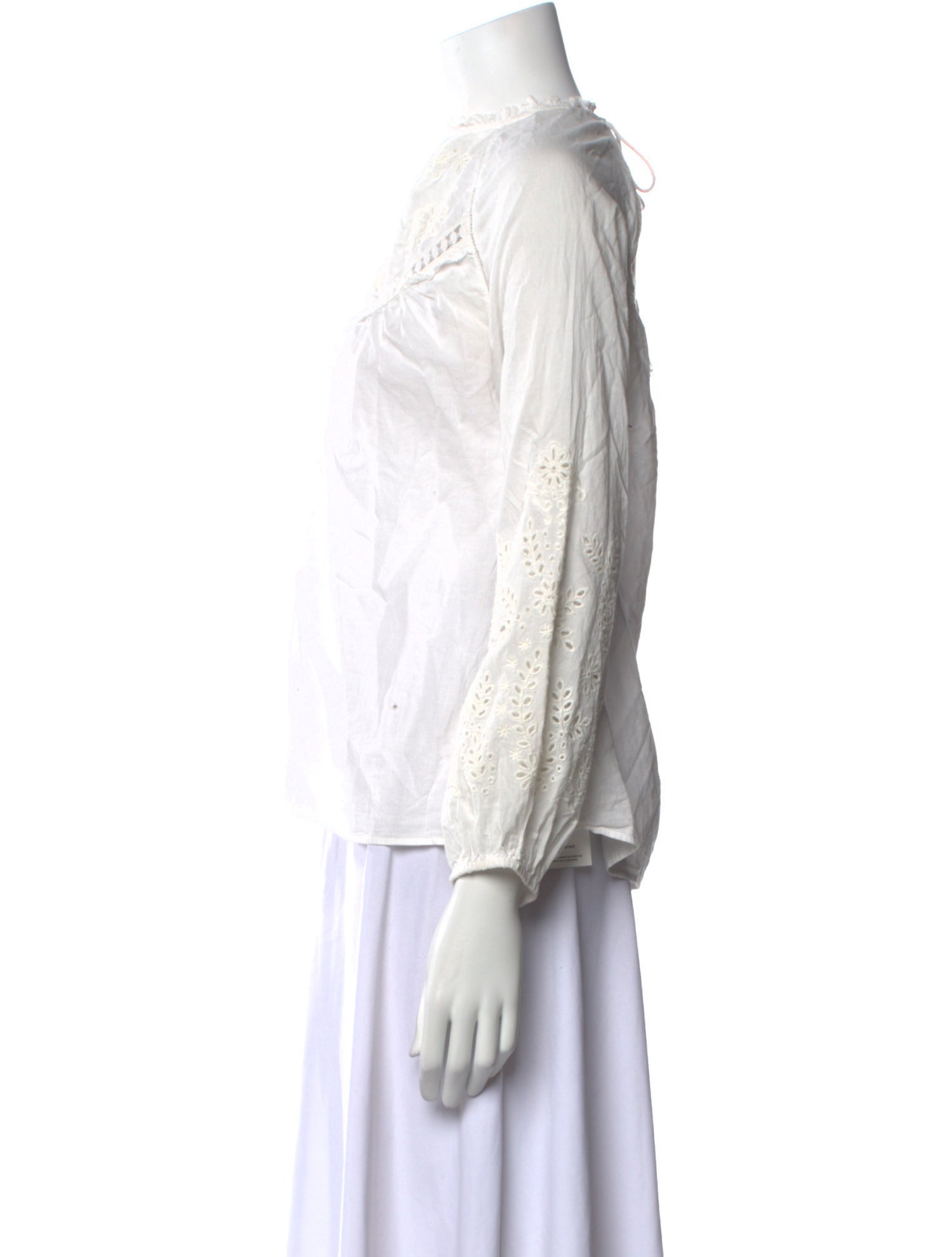 Sézane Mock Neck Three-Quarter Sleeve Blouse