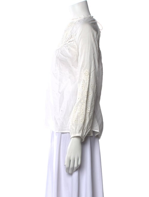 Sézane Mock Neck Three-Quarter Sleeve Blouse