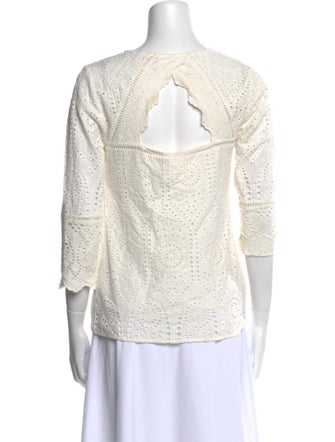 Sézane V-Neck Three-Quarter Sleeve Top