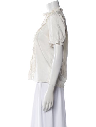 Sézane Mock Neck Short Sleeve Blouse