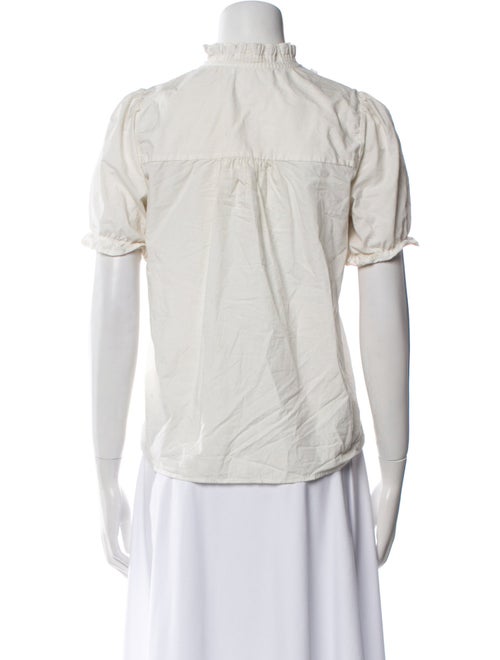 Sézane Mock Neck Short Sleeve Blouse