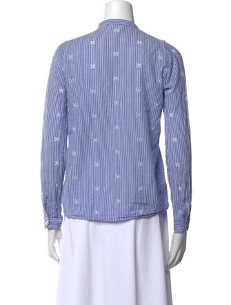 Sézane Striped Mock Neck Button-Up Top