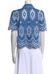 Sézane Lace Pattern Short Sleeve Button-Up Top