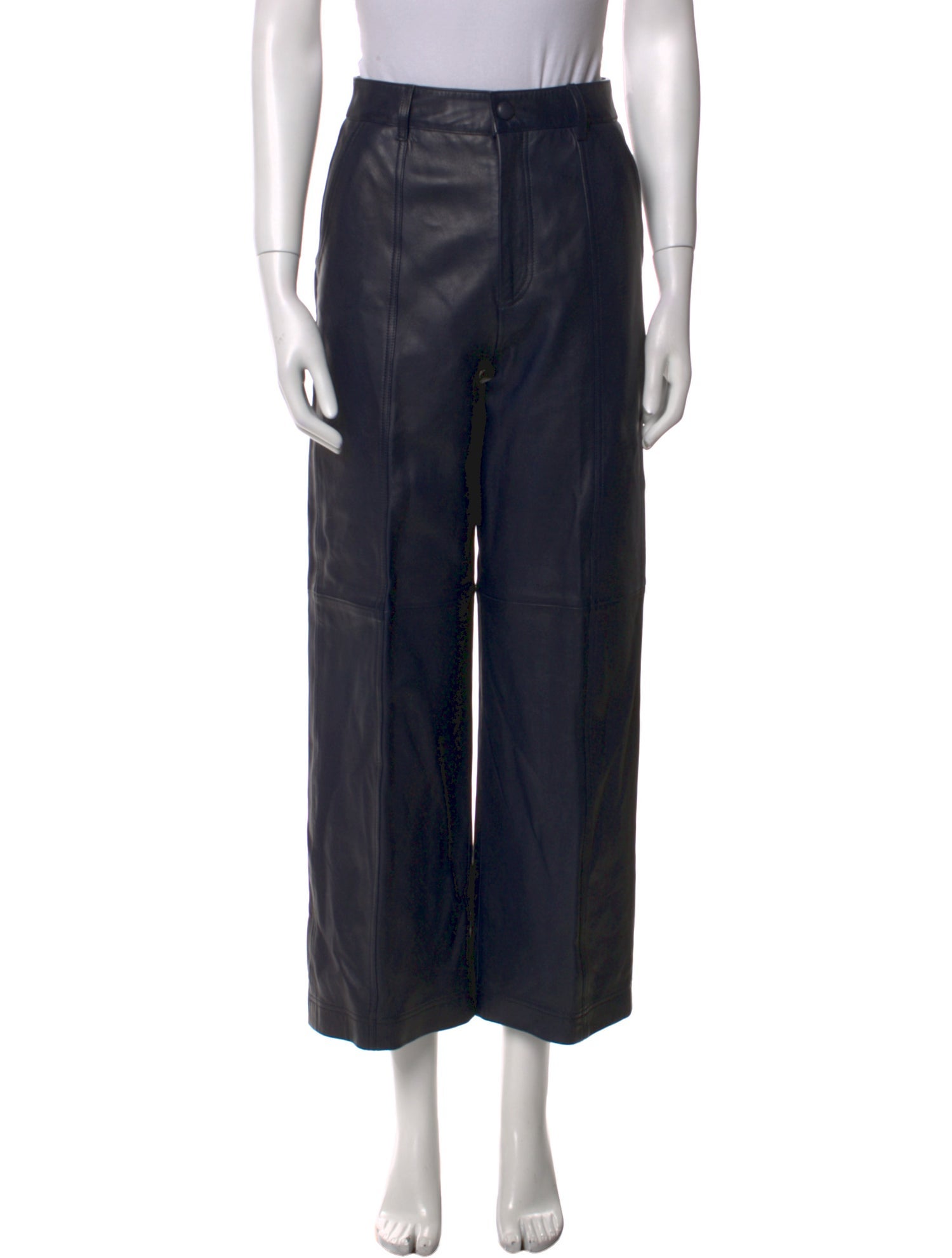 Sézane Lamb Leather Wide Leg Pants