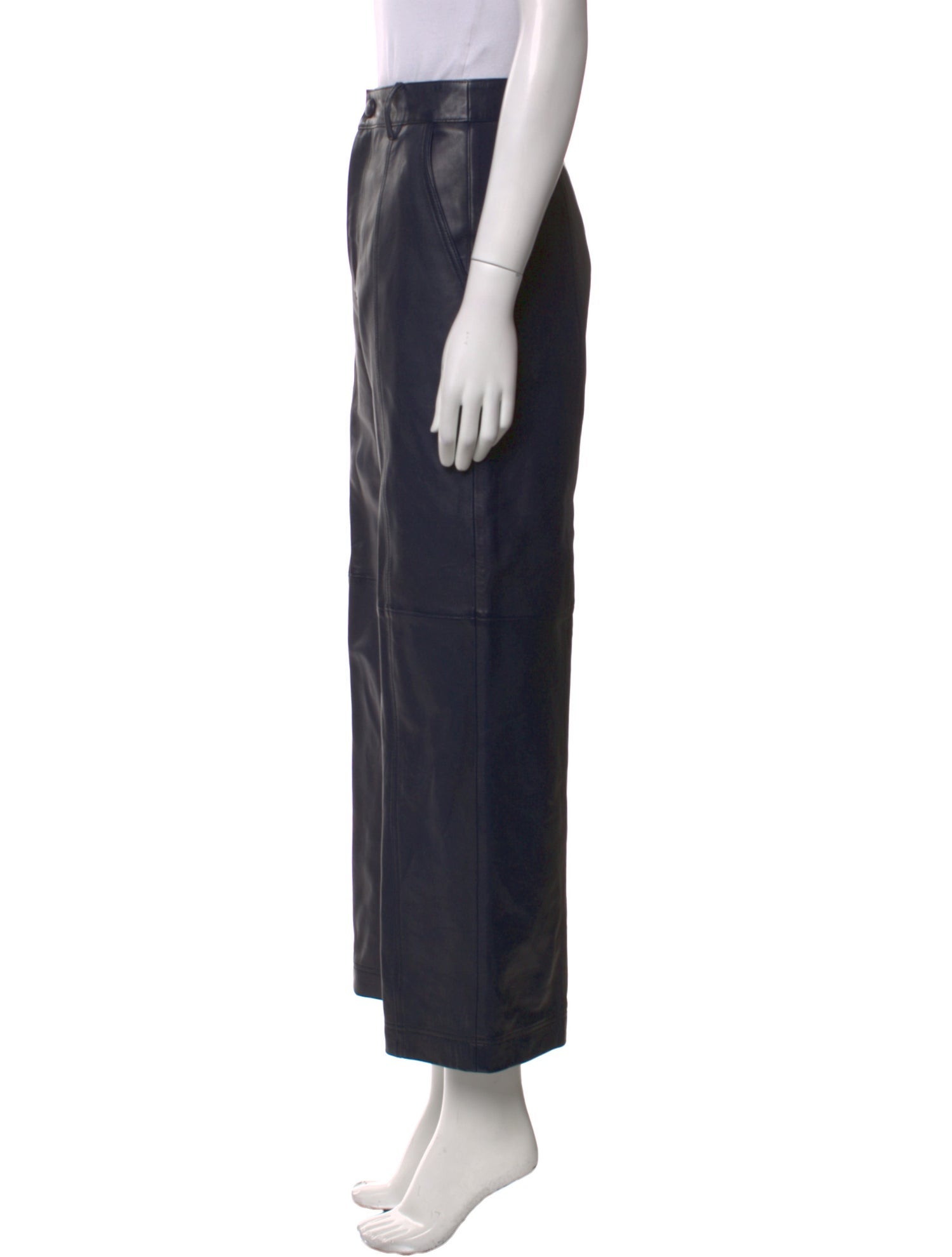 Sézane Lamb Leather Wide Leg Pants