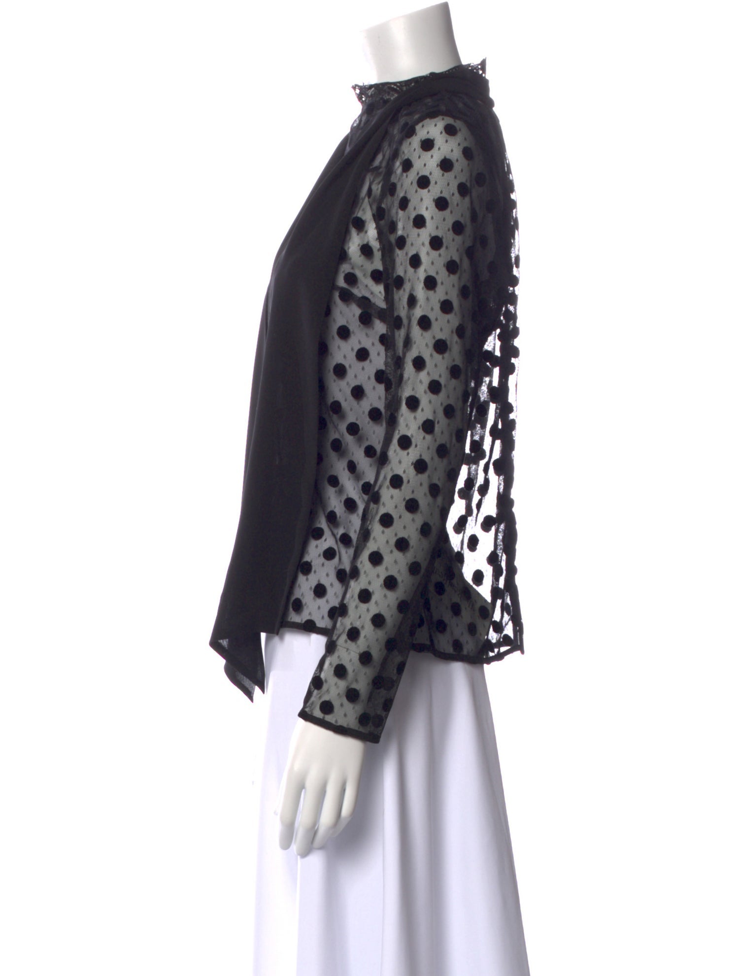 Sézane Polka Dot Print Mock Neck Blouse