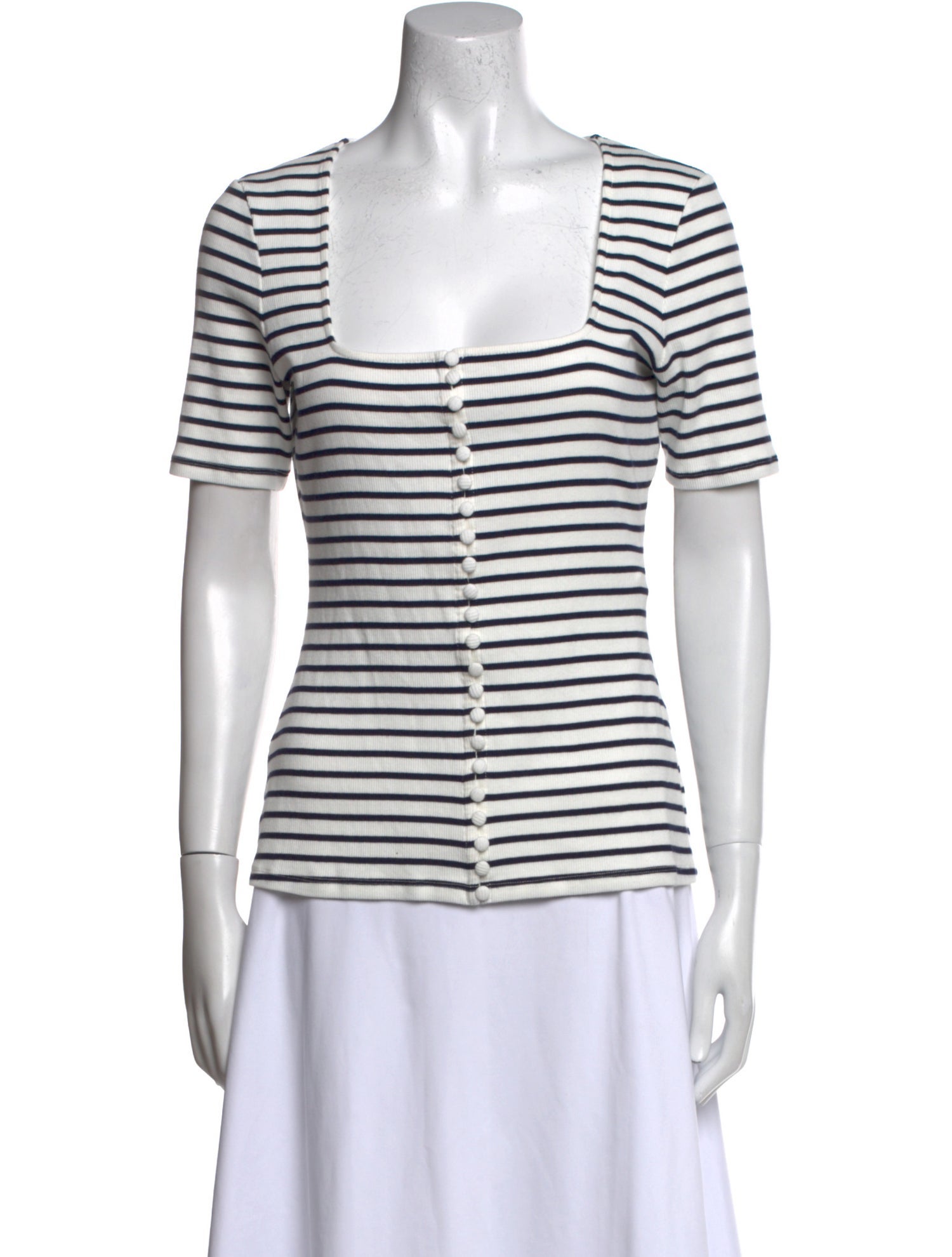 Sézane Striped Square Neckline T-Shirt