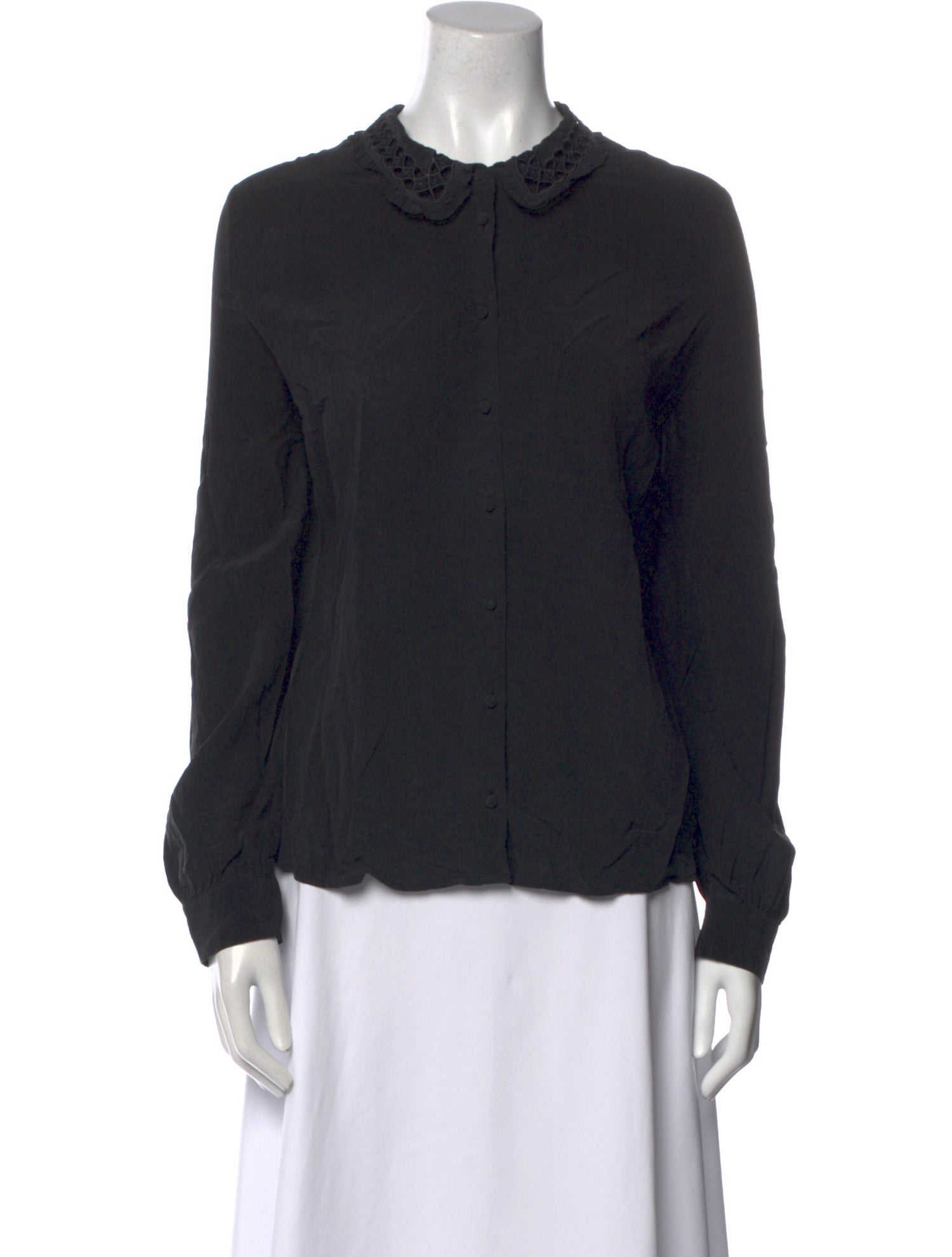 Sézane Silk Long Sleeve Button-Up Top