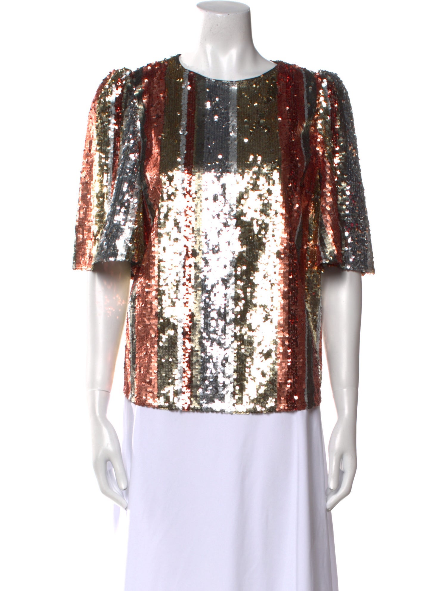 Sézane Lace Pattern Crew Neck Blouse