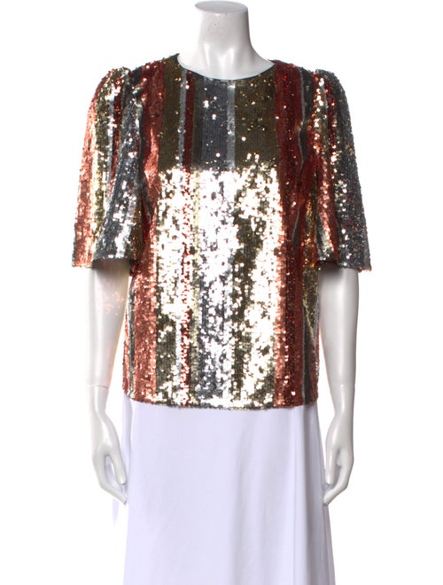 Sézane Lace Pattern Crew Neck Blouse