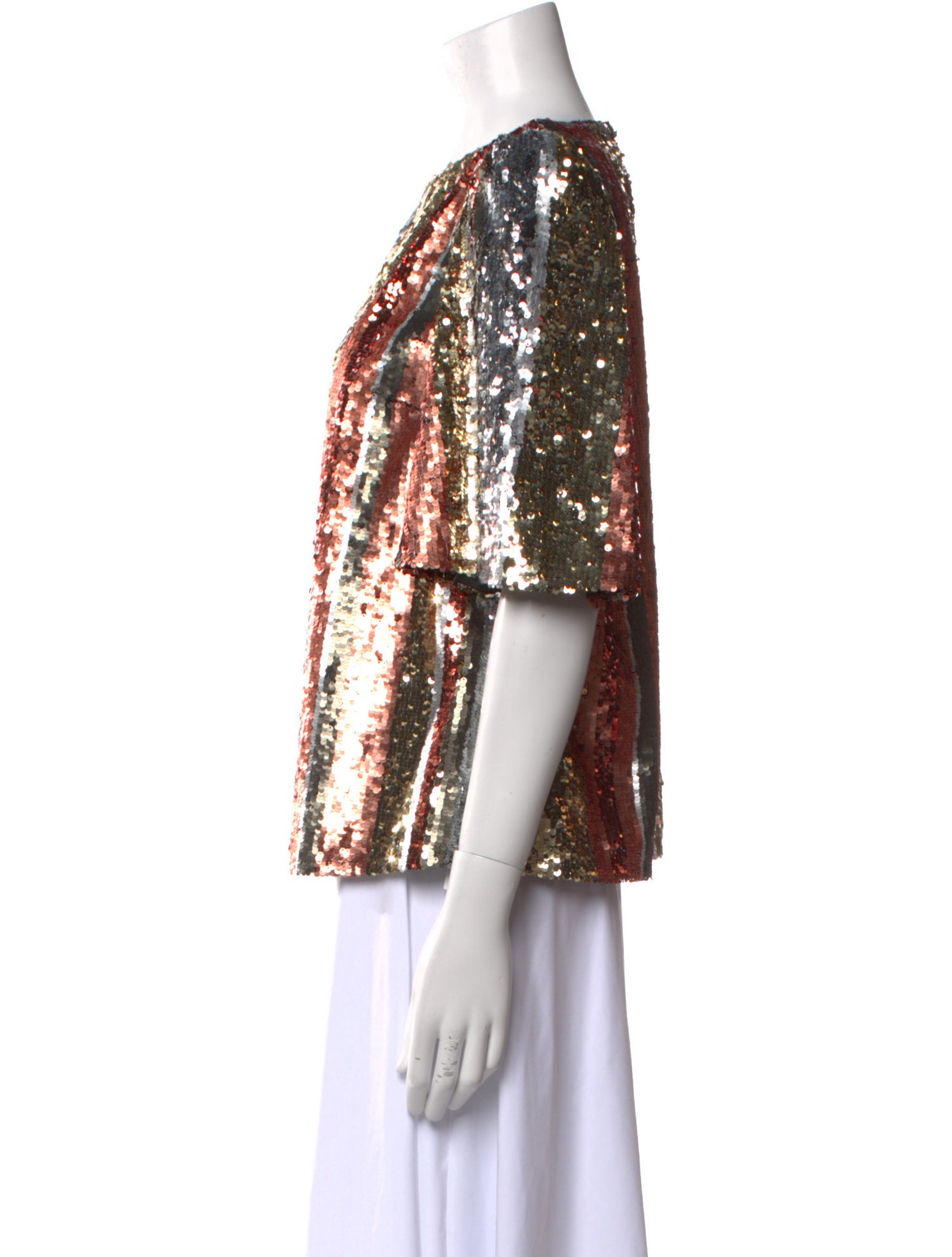 Sézane Lace Pattern Crew Neck Blouse