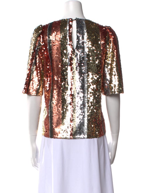 Sézane Lace Pattern Crew Neck Blouse