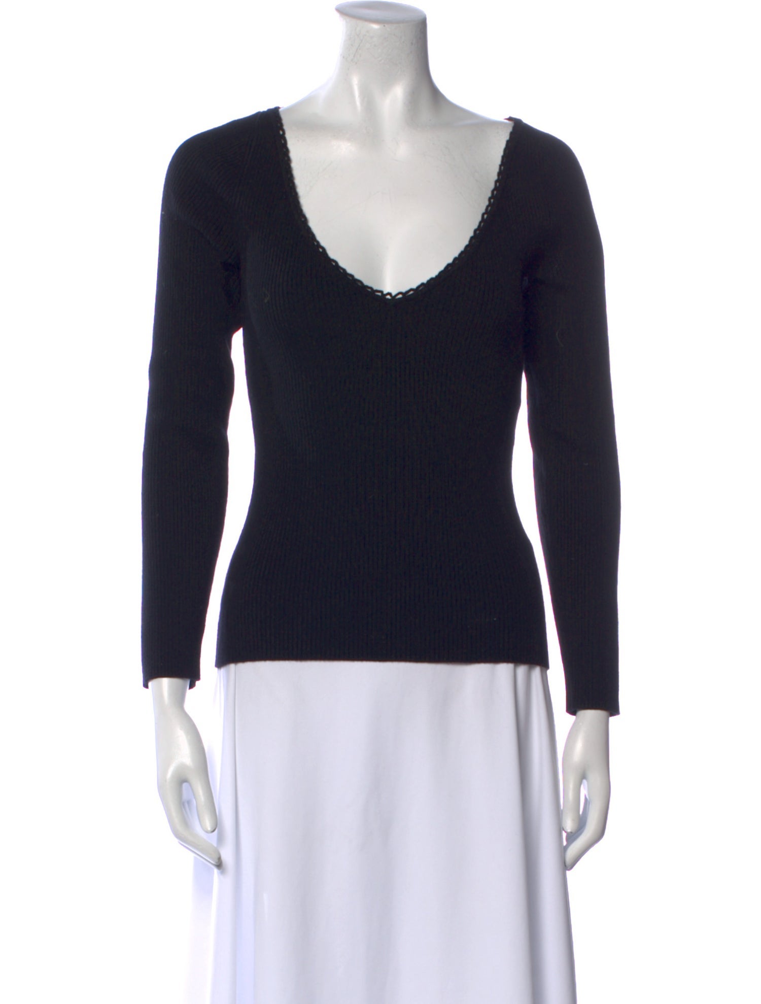 Sézane V-Neck Three-Quarter Sleeve Top