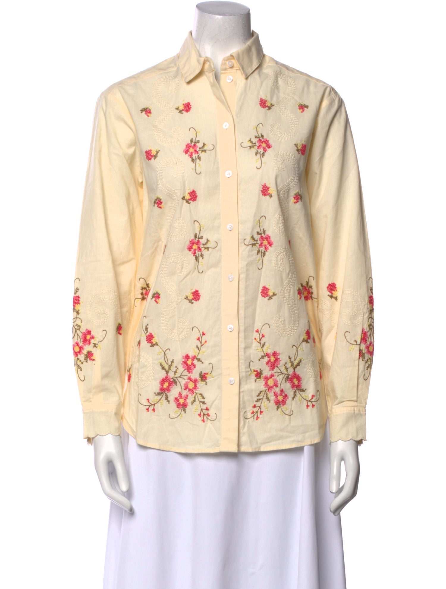 Sézane Floral Print Long Sleeve Button-Up Top w/ Tags