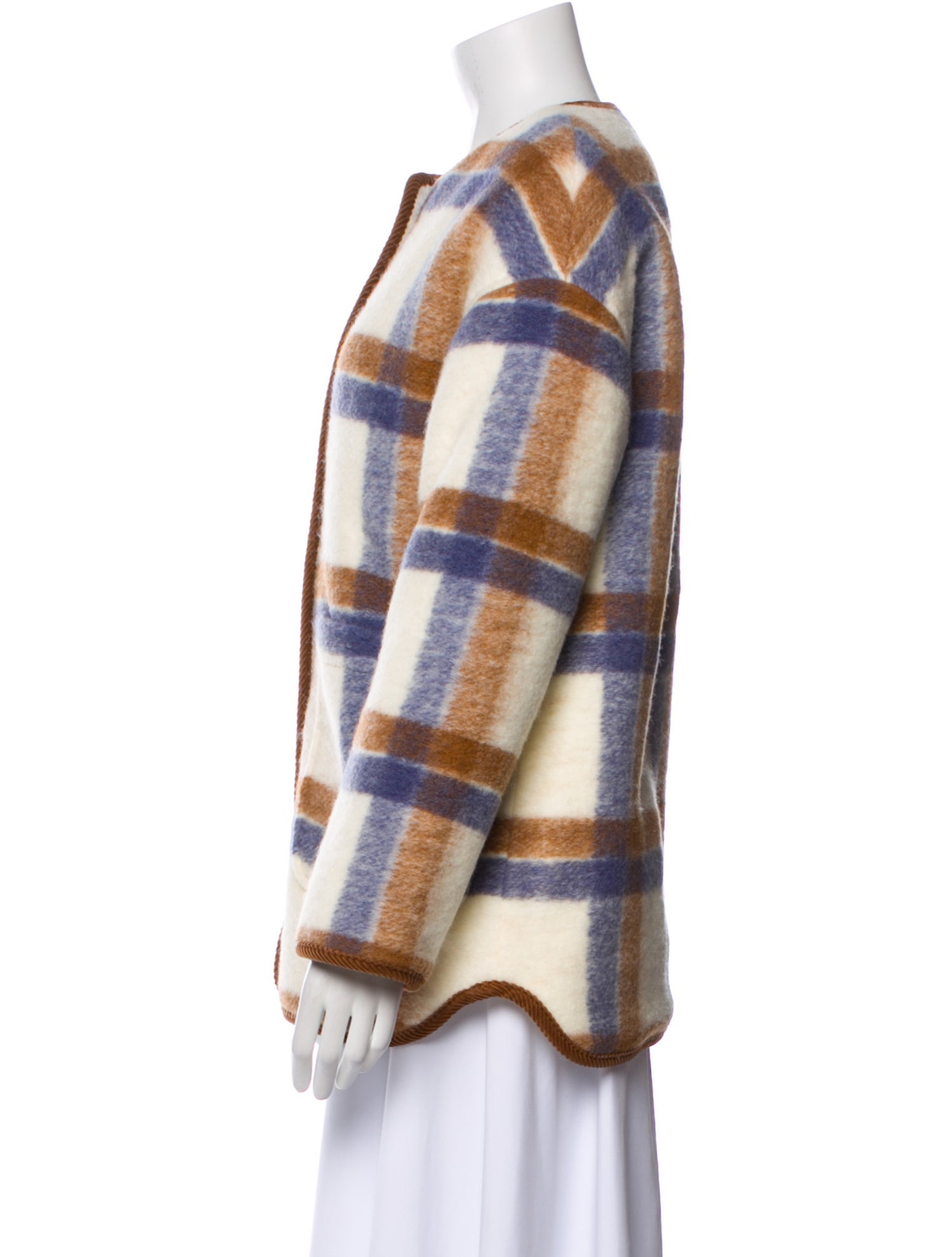 Sézane Wool Plaid Print Jacket